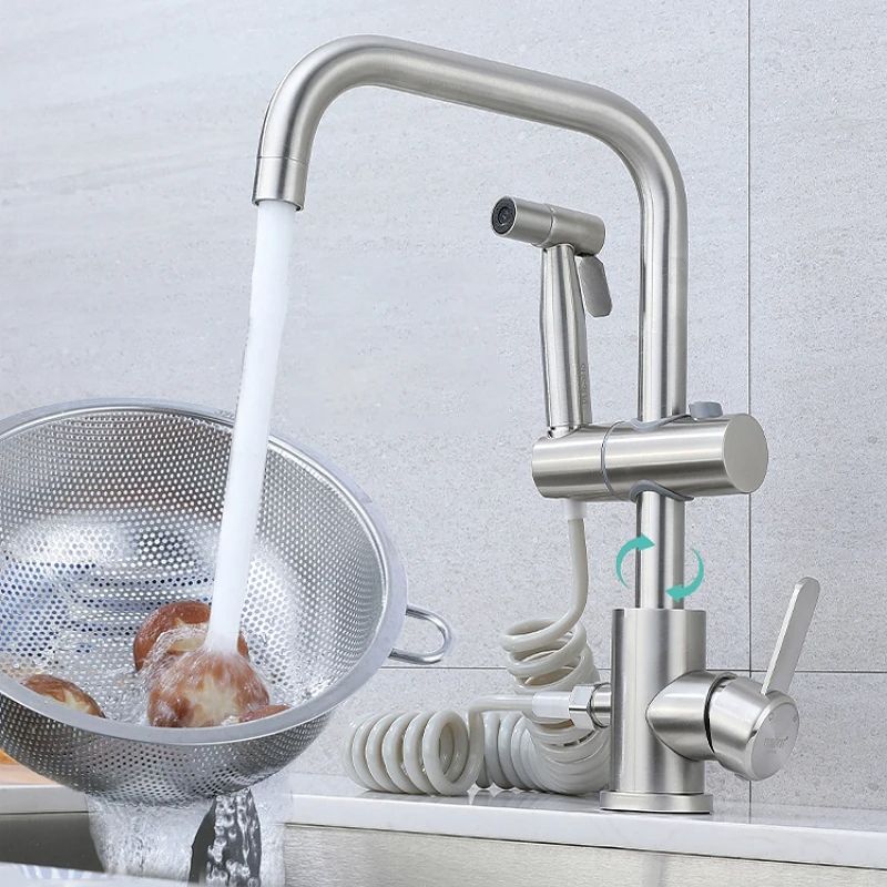 Basin Mixer Tap - Roestvrijstalen keukenkraanset 360 draaibare wastafelkraan met