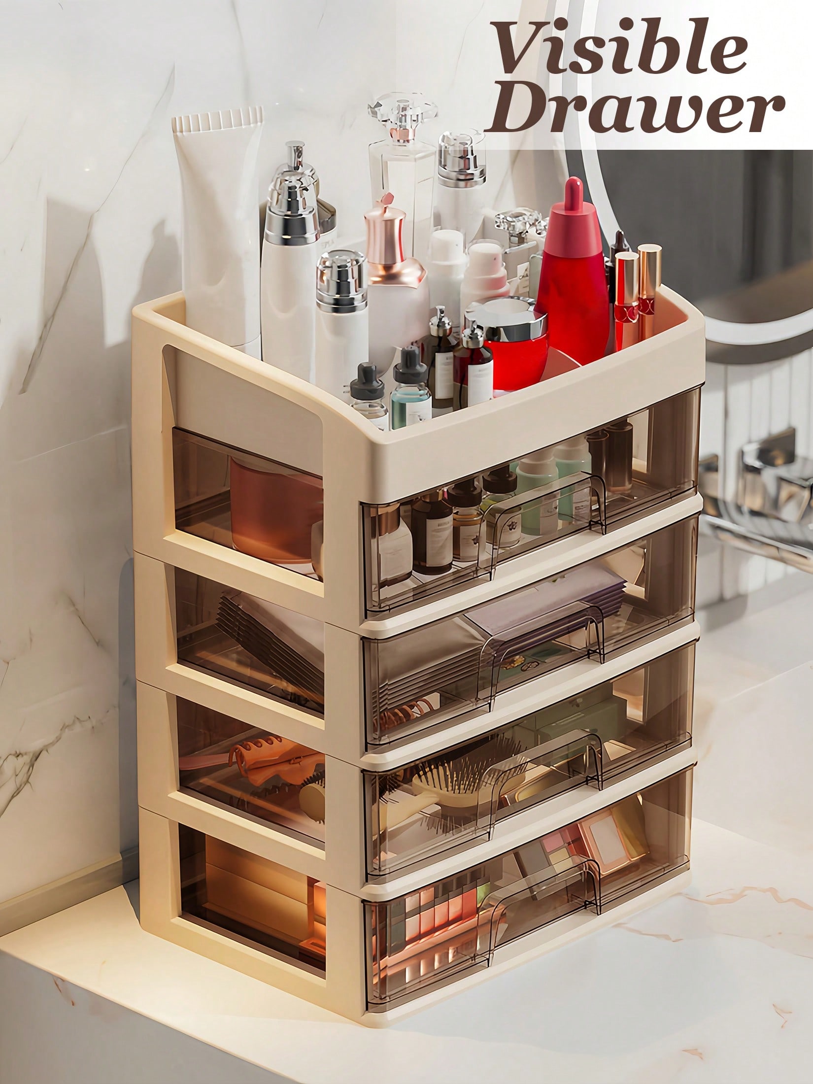 Home Essentials Bathroom Storage - Make-up organizer, make-up opbergladen, transparante make-up