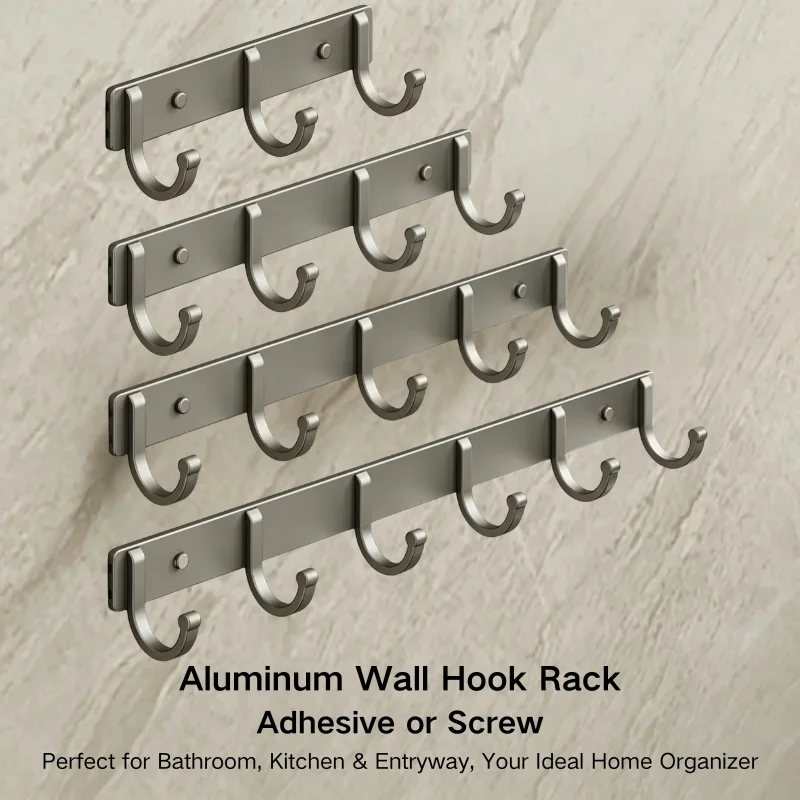 Home Bathroom Organizer - Aluminium wandrek met haken – kan