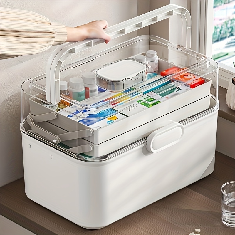 Home Bathroom Organizer - Medicijnopbergdoos/distributiedoos met doorzichtig deksel en grote