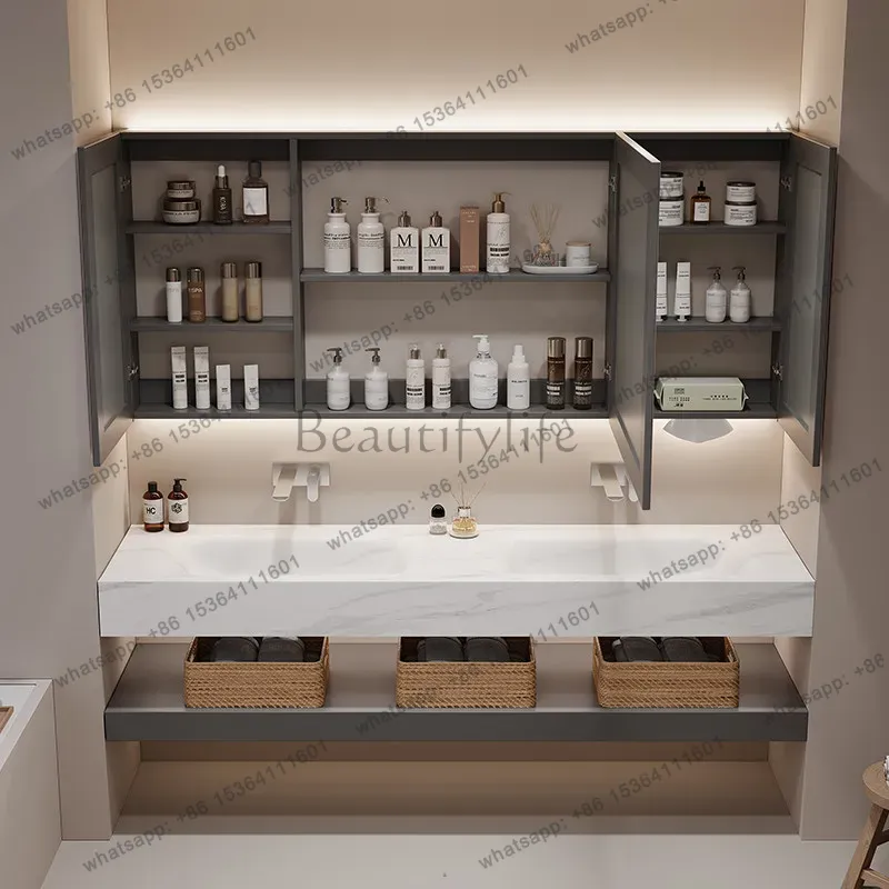 Home Bathroom Vanity Combo - LSSimple Luxe Badkamer Opbergkast Hoge Witte
