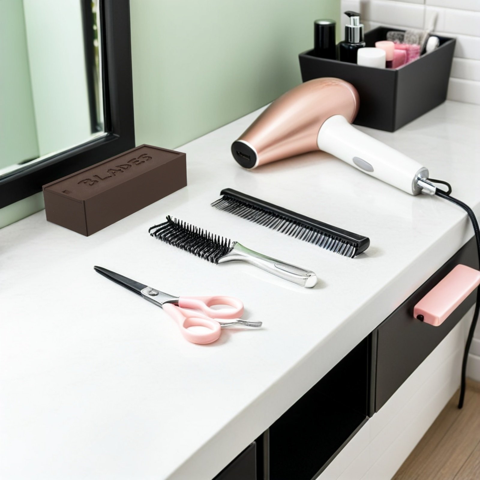 Home Bathroom Organizer - Opbergdoos voor scheermesjes met dubbele compartimenten,