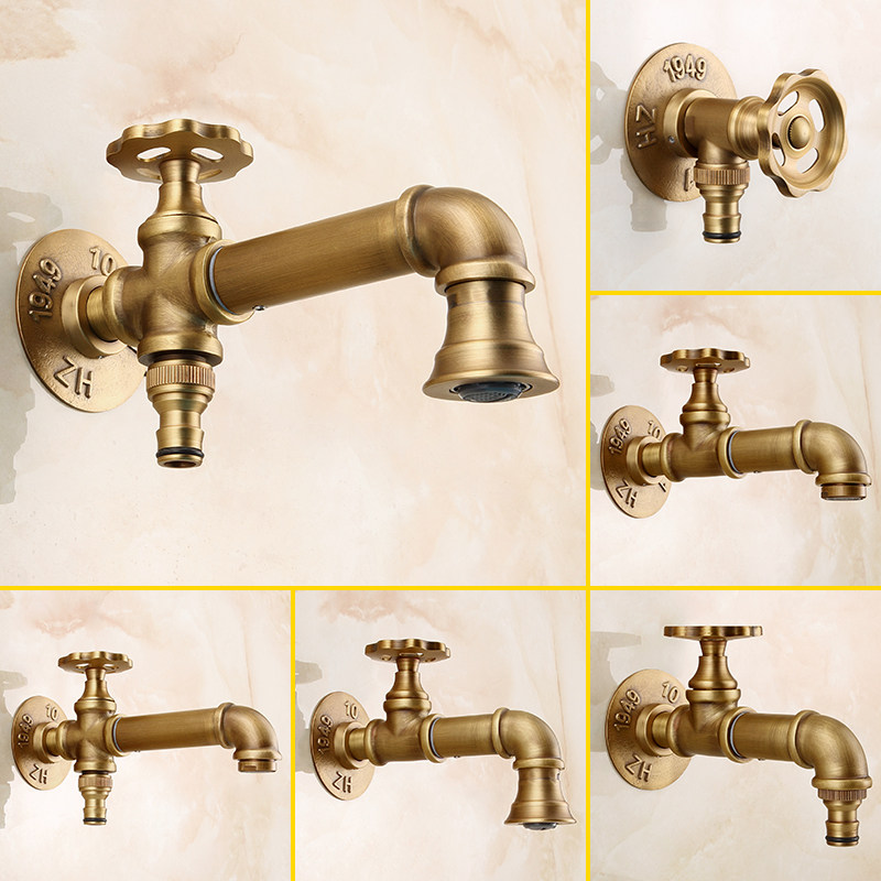Basin Mixer Tap - Messing wasmachinekraan antiek buiten patio tuin