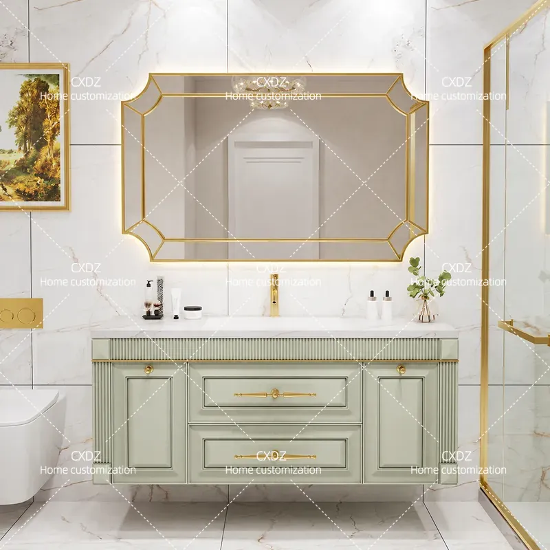 Home Bathroom Vanity Combo - Amerikaanse eikenhouten wastafelkast met naadloze wastafel,