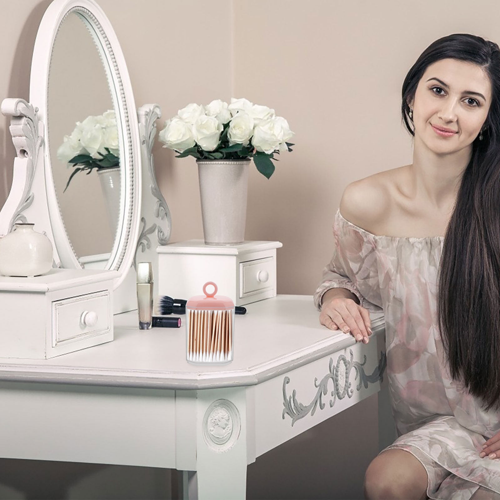 Desktop opbergdoos voor watten - Home Essentials Bathroom Storage recensie en prijs