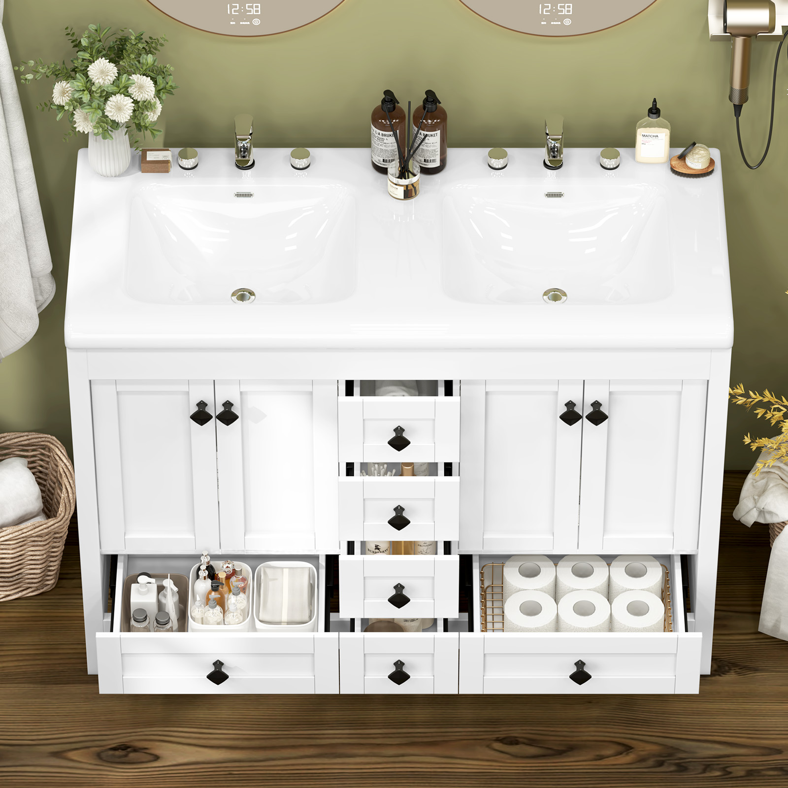 47,3 inch witte badkamermeubel - Home Bathroom Vanity Combo recensie en prijs